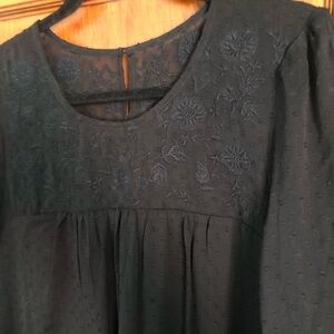 Abercrombie & Fitch Black Black Embroidered Chiffon Dress M